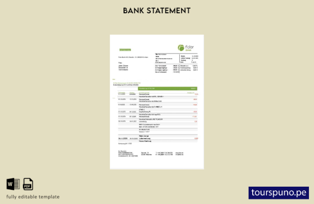 listo para imprimir plantilla de Word de extracto bancario de Fidor de Alemania